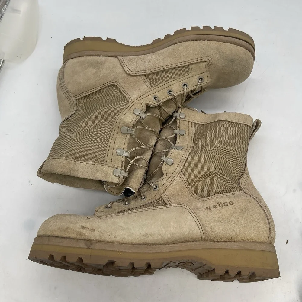 Wellco Hot Weather Desert Combat Boots Mens 11.5 Beige Lace Up Outdoor Suede